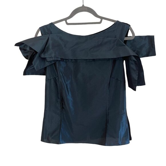 XD XENIA DESIGN Tops - XD XENIA DESIGN Size 6 Taffeta Draped Blouse Stretch Structured Minimalist
